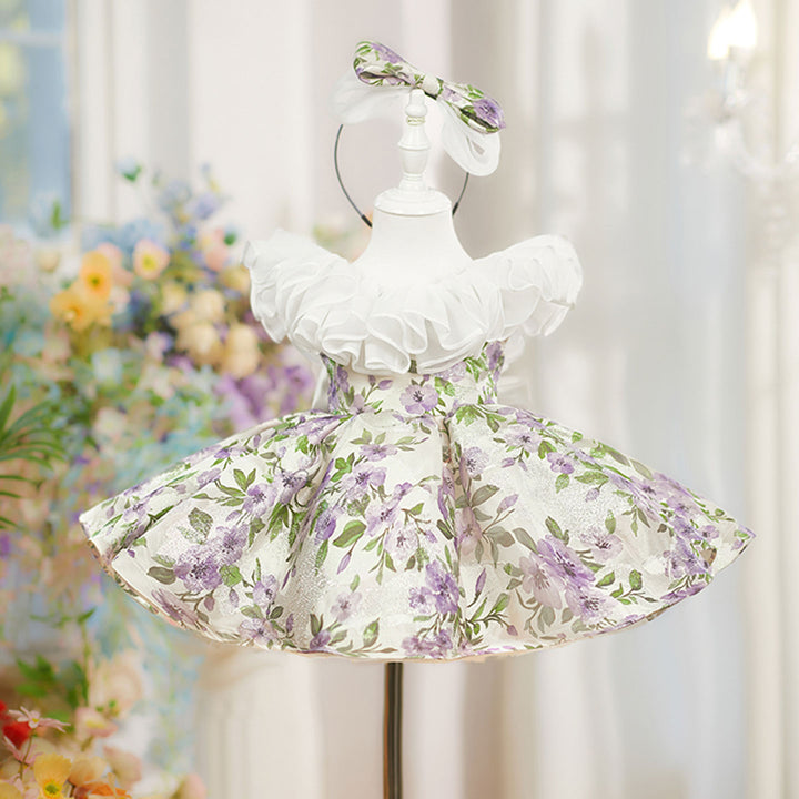 Elegant Lilac Flower Girl Dress for Princess Birthday Party D227