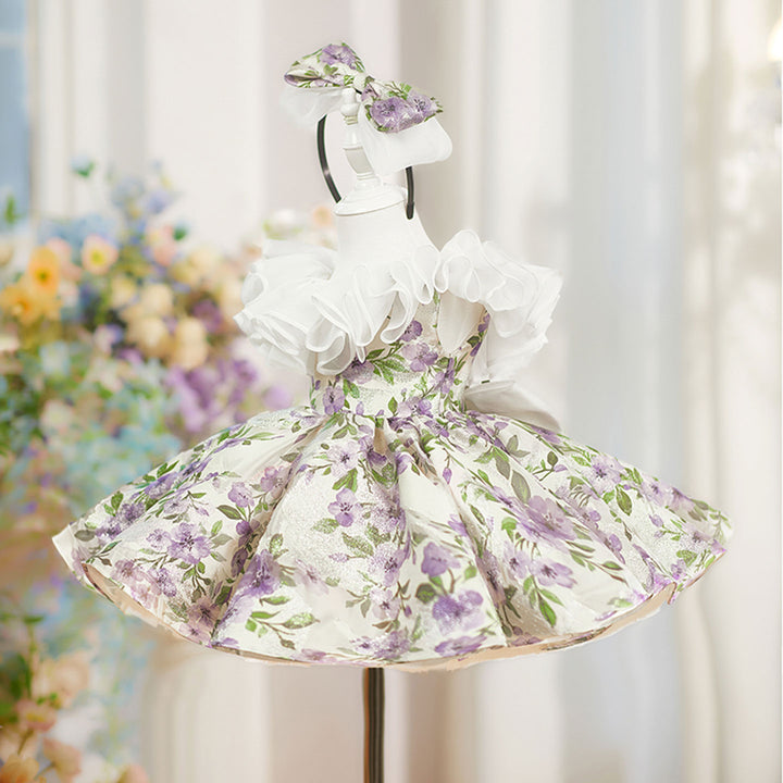 Elegant Lilac Flower Girl Dress for Princess Birthday Party D227