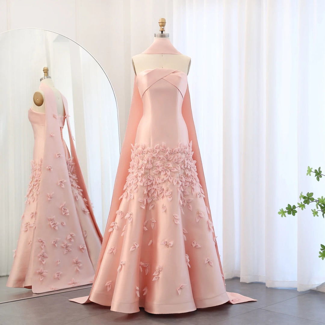 Elegant Gold Mermaid Arabic Luxury Evening Dress – DreamyVow