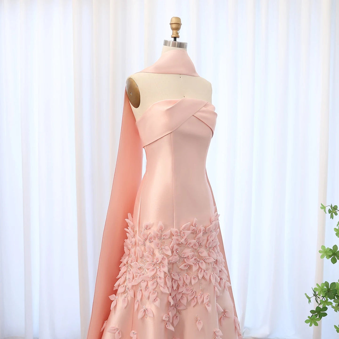 Elegant Gold Mermaid Arabic Luxury Evening Dress – DreamyVow