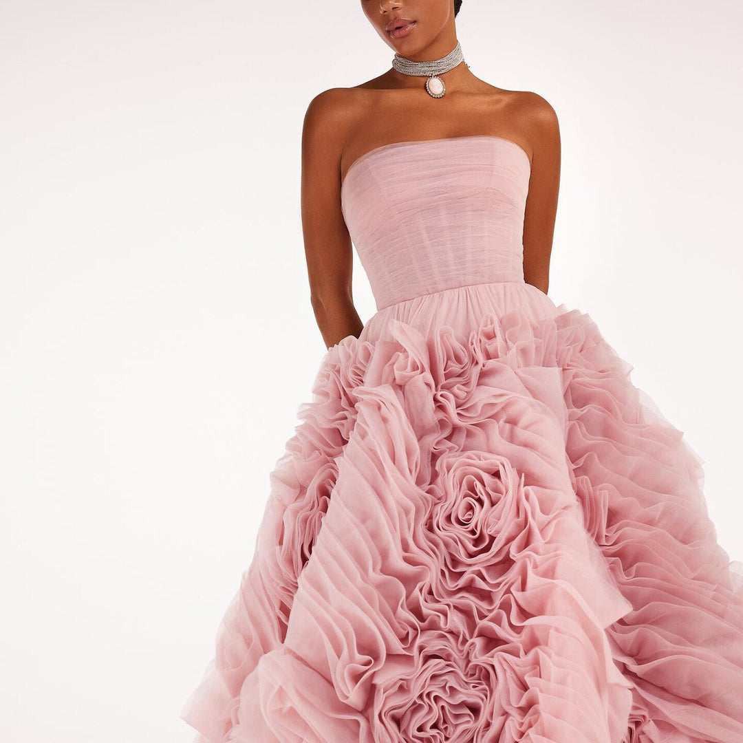 Luxury 3D Rose Flower Pink Short Evening Dresses for Wedding Party SS343