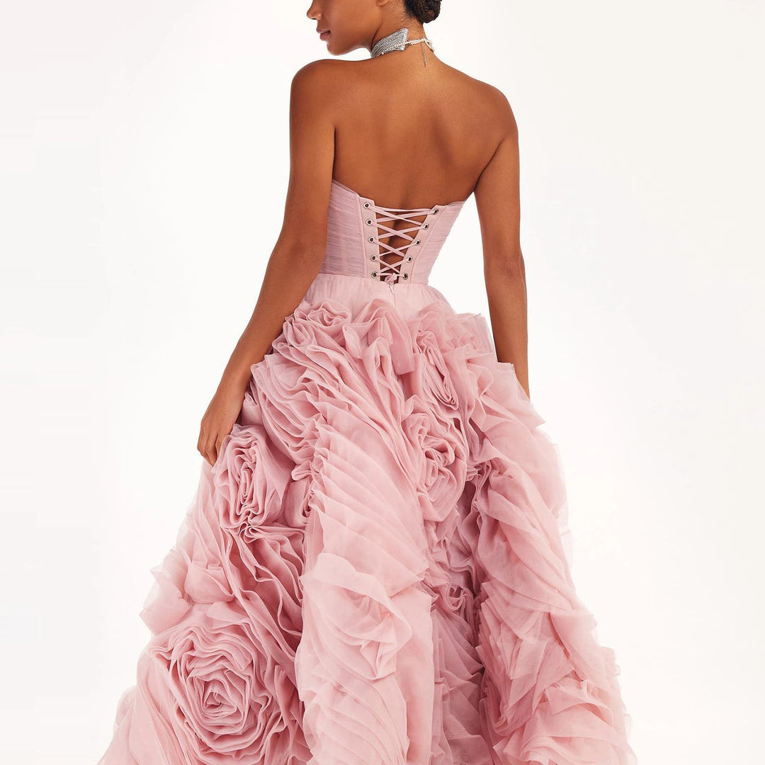 Luxury 3D Rose Flower Pink Short Evening Dresses for Wedding Party SS343
