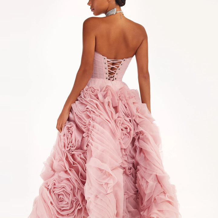 Luxury 3D Rose Flower Pink Short Evening Dresses for Wedding Party SS343