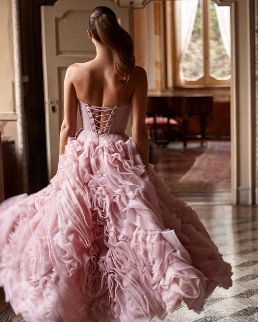 Luxury 3D Rose Flower Pink Short Evening Dresses for Wedding Party SS343