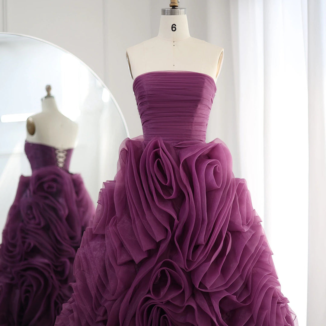 Luxury 3D Rose Flower Pink Short Evening Dresses for Wedding Party SS343