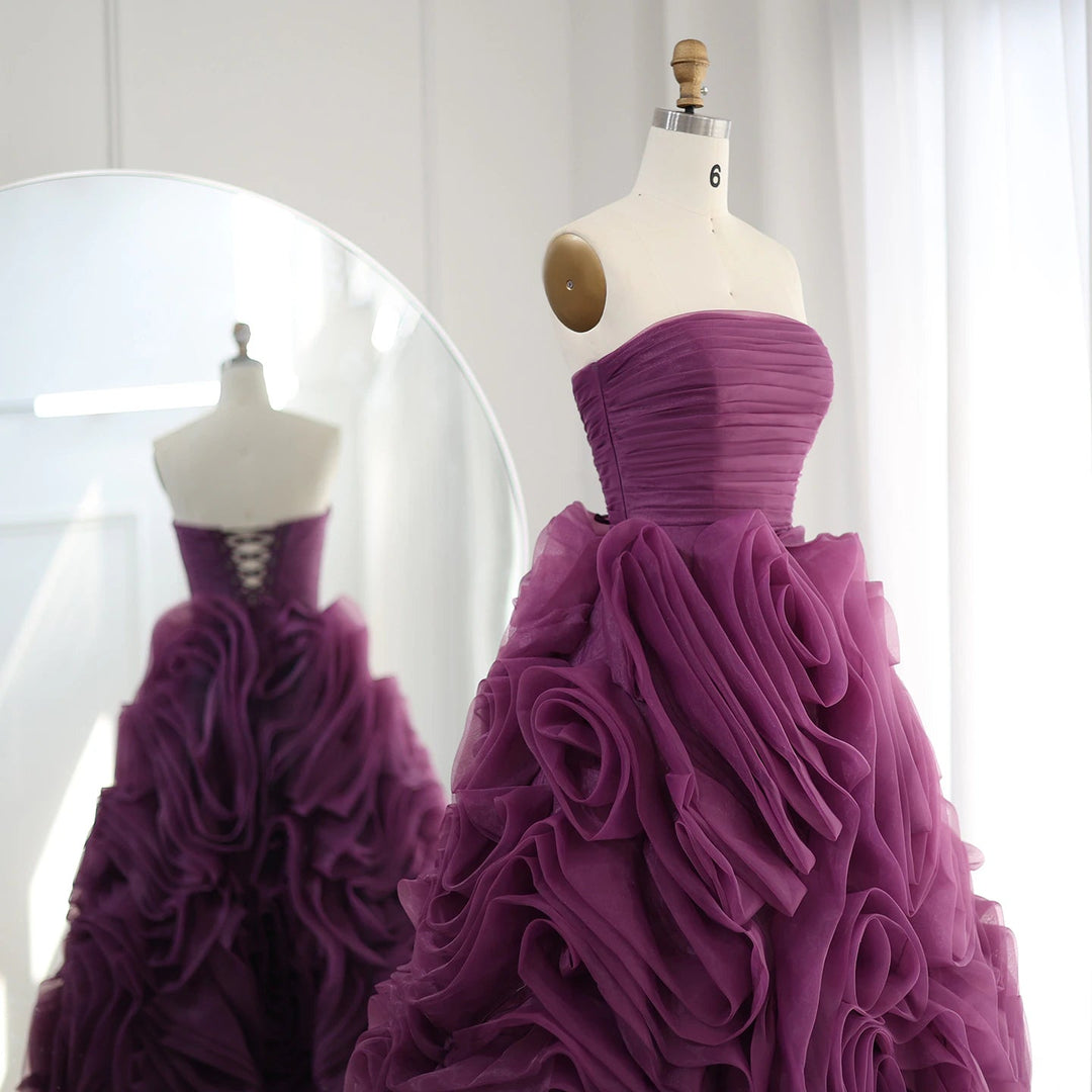 Luxury 3D Rose Flower Pink Short Evening Dresses for Wedding Party SS343