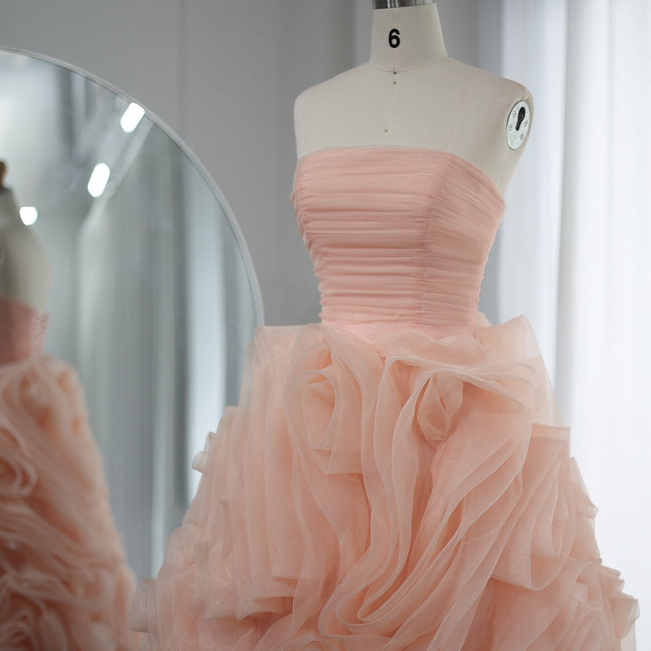 Luxury 3D Rose Flower Pink Short Evening Dresses for Wedding Party SS343