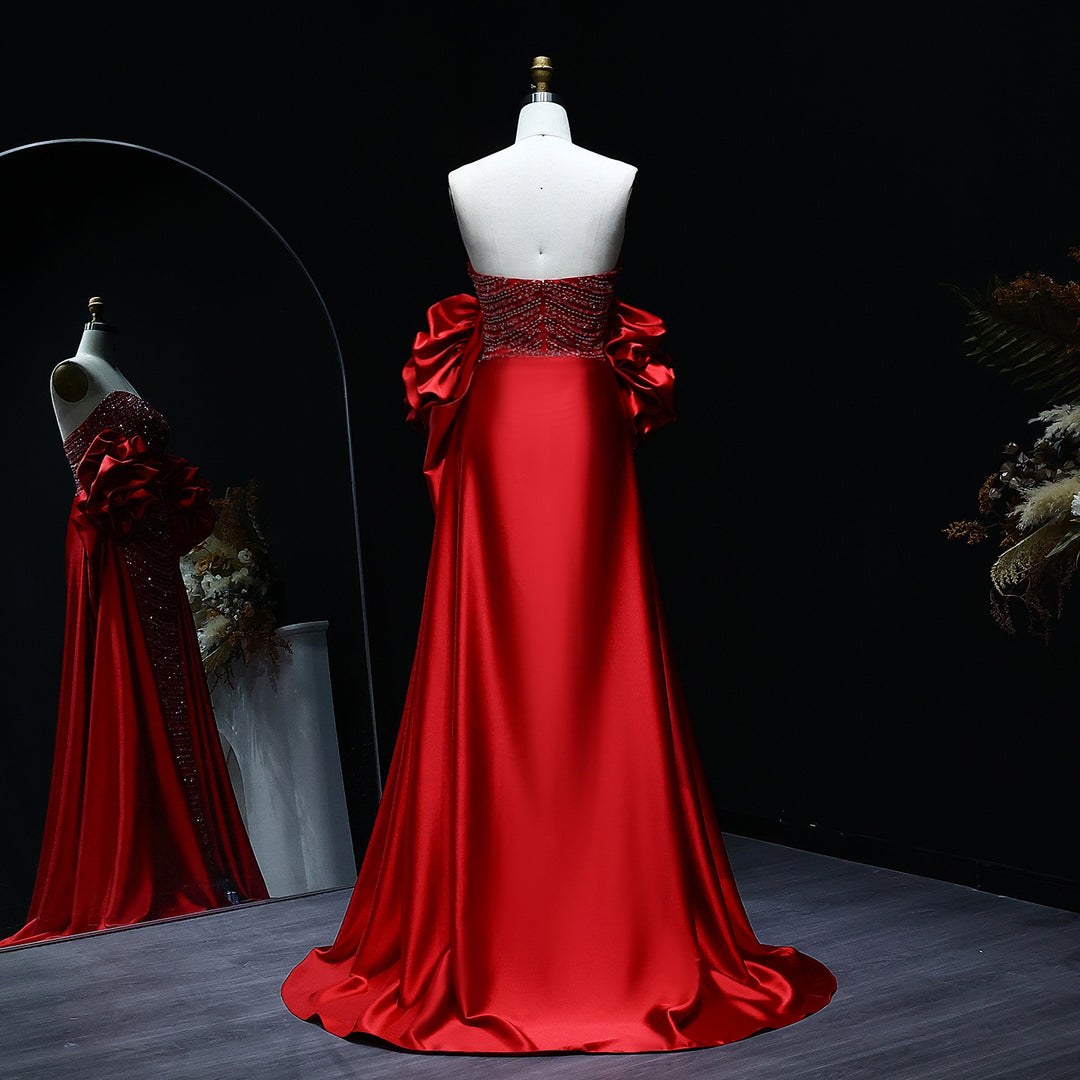 Luxury Rose Pink One Shoulder Mermaid Evening Dresses for Women Wedding  Party High Slit Long Prom Formal Gowns  DreamyVow