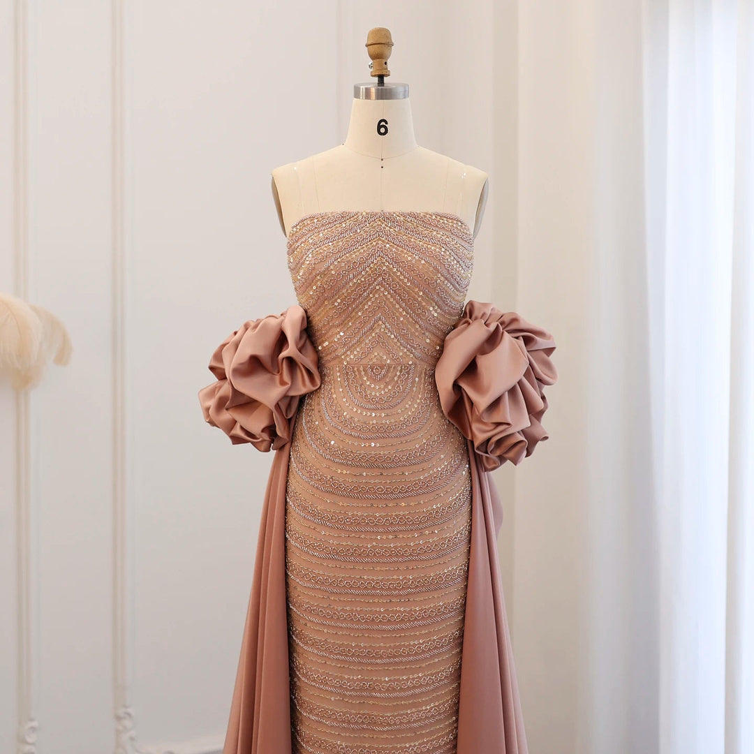 Luxury Rose Pink One Shoulder Mermaid Evening Dresses for Women Wedding Party High Slit Long Prom Formal Gowns DreamyVow Luxury Rose Pink One Shoulder Mermaid Evening Dresses for Women Wedding Party High Slit Long Prom Formal Gowns DreamyVow