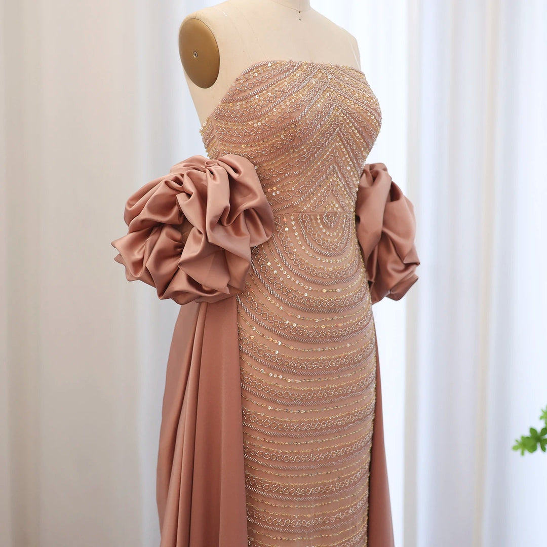Luxury Rose Pink One Shoulder Mermaid Evening Dresses for Women Wedding  Party High Slit Long Prom Formal Gowns  DreamyVow
