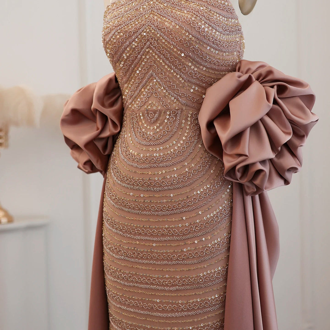 Luxury Rose Pink One Shoulder Mermaid Evening Dresses for Women Wedding  Party High Slit Long Prom Formal Gowns – DreamyVow