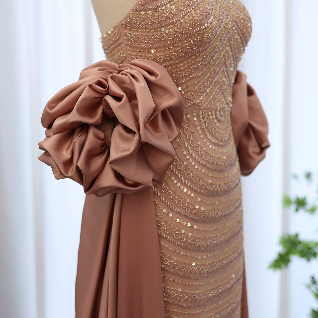 Luxury Rose Pink One Shoulder Mermaid Evening Dresses for Women Wedding Party High Slit Long Prom Formal Gowns DreamyVow Luxury Rose Pink One Shoulder Mermaid Evening Dresses for Women Wedding Party High Slit Long Prom Formal Gowns DreamyVow