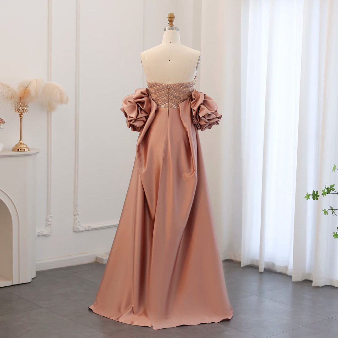 Luxury Rose Pink One Shoulder Mermaid Evening Dresses for Women Wedding Party High Slit Long Prom Formal Gowns DreamyVow Luxury Rose Pink One Shoulder Mermaid Evening Dresses for Women Wedding Party High Slit Long Prom Formal Gowns DreamyVow