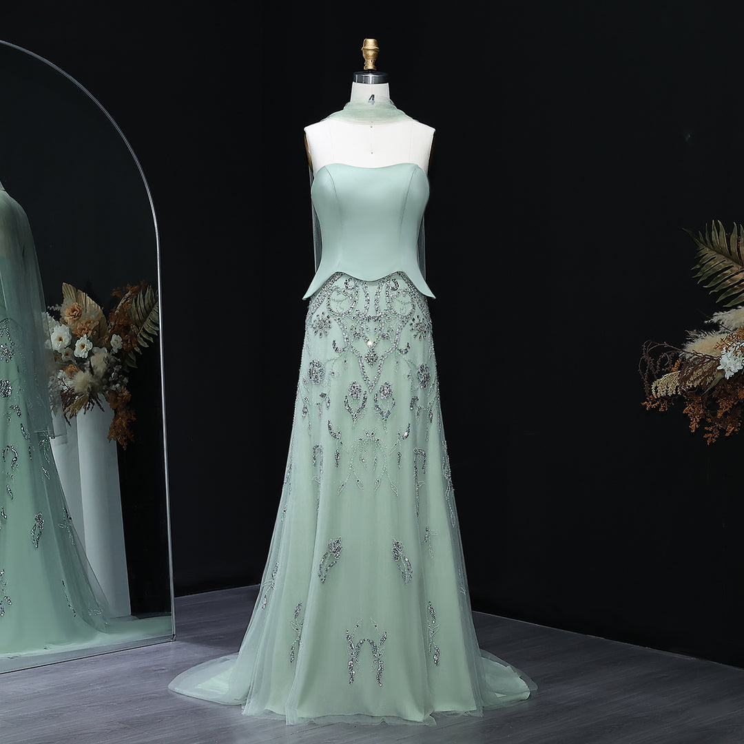 Luxury Arabic Evening Dress Wedding Elegant Formal Party Gowns SS254 Green / 8 Luxury Arabic Evening Dress Wedding Elegant Formal Party Gowns SS254 Green / 8