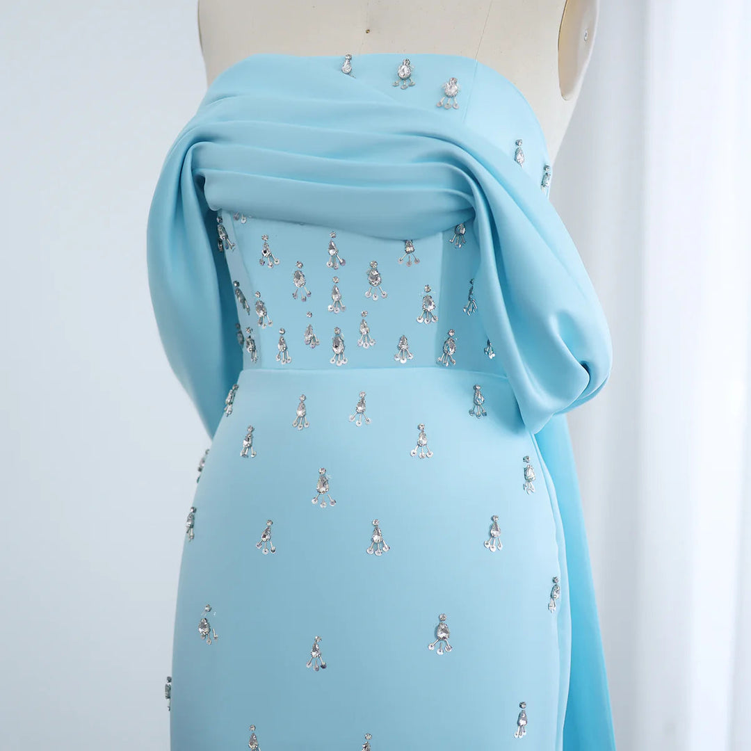 Luxury Baby Pink Off Shoulder Evening Dress for Women Party SS500