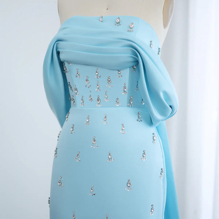 Luxury Baby Pink Off Shoulder Evening Dress for Women Party SS500