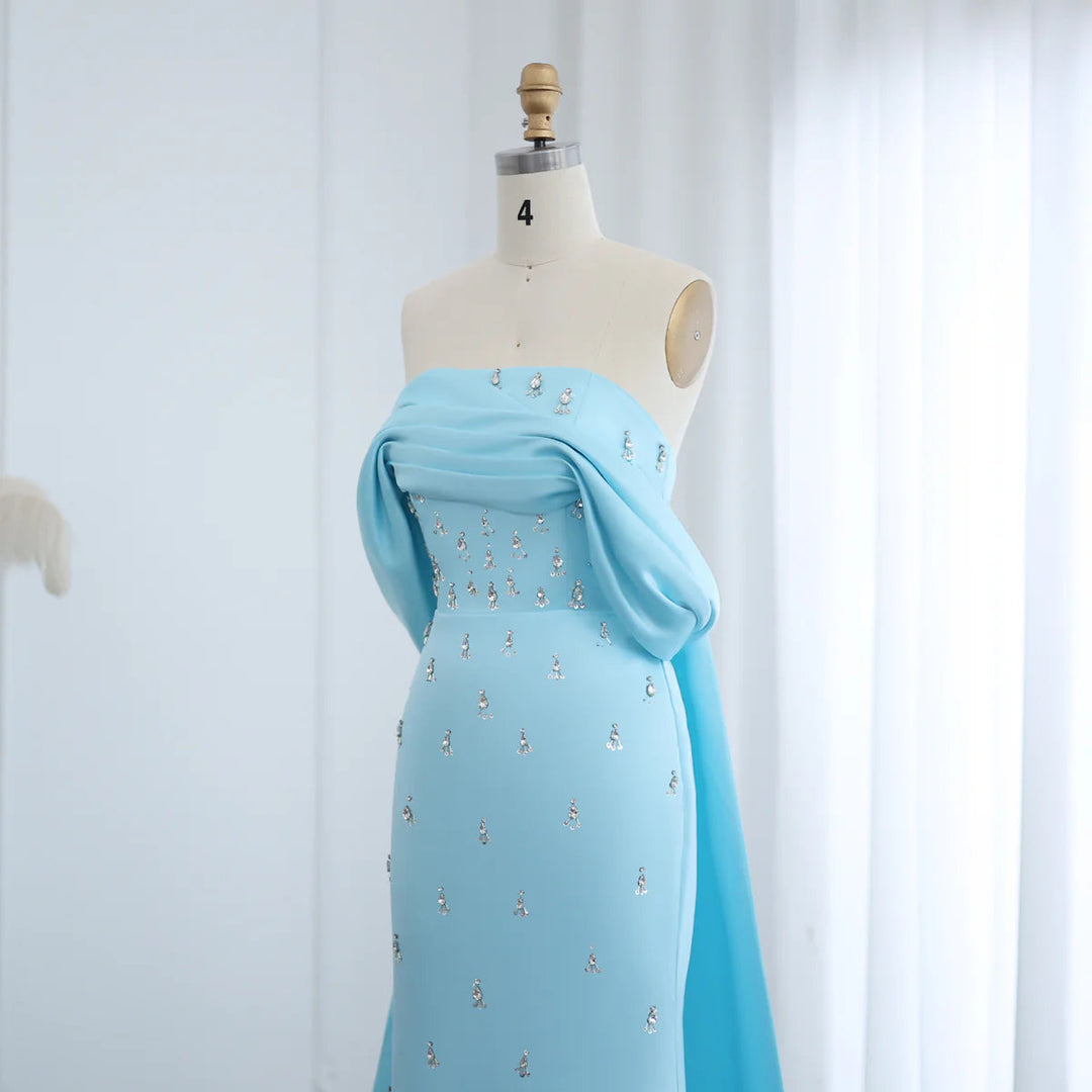 Luxury Baby Pink Off Shoulder Evening Dress for Women Party SS500