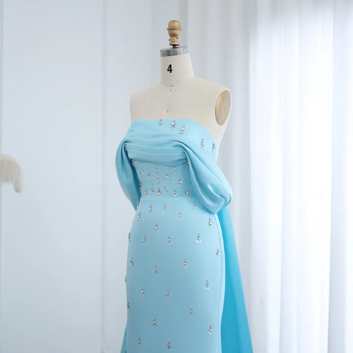 Luxury Baby Pink Off Shoulder Evening Dress for Women Party SS500
