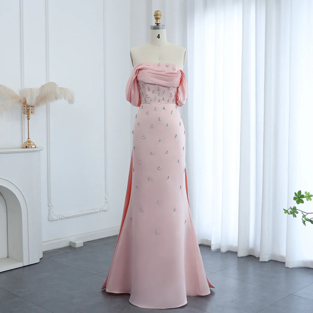 Luxury Baby Pink Off Shoulder Evening Dress for Women Party SS500 Luxury Baby Pink Off Shoulder Evening Dress for Women Party SS500