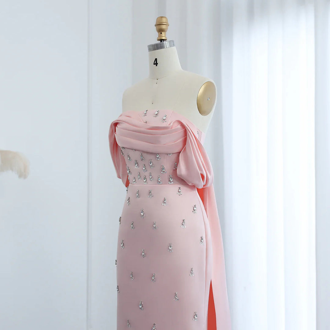 Luxury Baby Pink Off Shoulder Evening Dress for Women Party SS500 DreamyVow Luxury Baby Pink Off Shoulder Evening Dress for Women Party SS500 DreamyVow