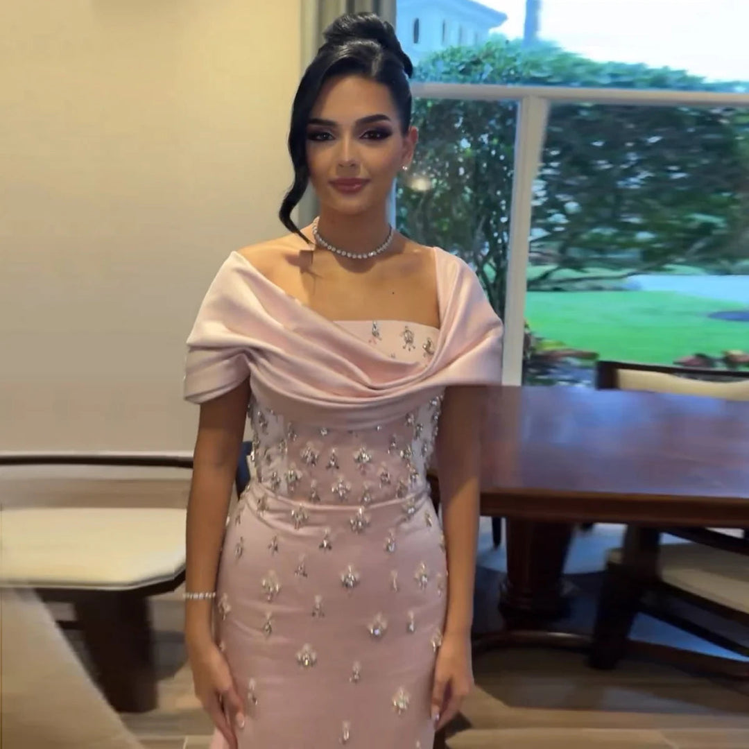 Luxury Baby Pink Off Shoulder Evening Dress for Women Party SS500 Blue / 12 Luxury Baby Pink Off Shoulder Evening Dress for Women Party SS500 Blue / 12