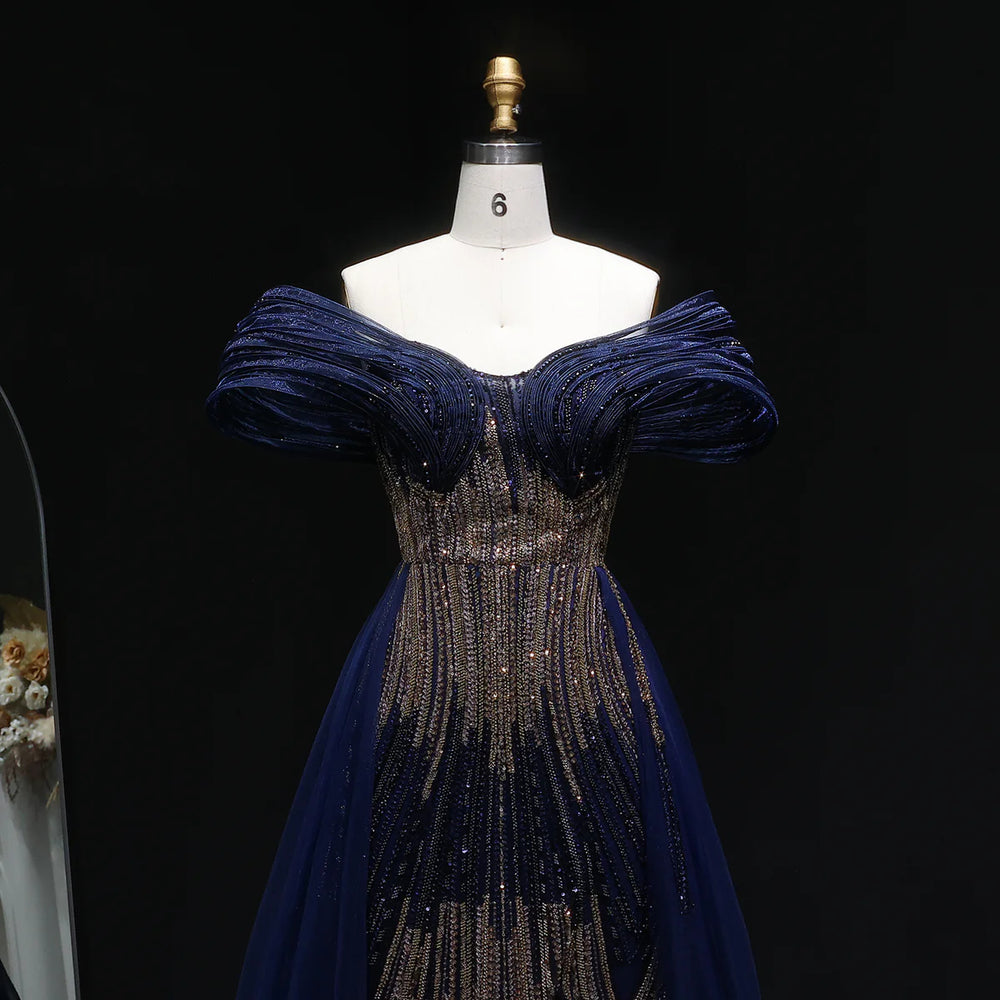 Luxury Beaded Corset Evening Gown with Dramatic Overskirt SS717-DreamyVow