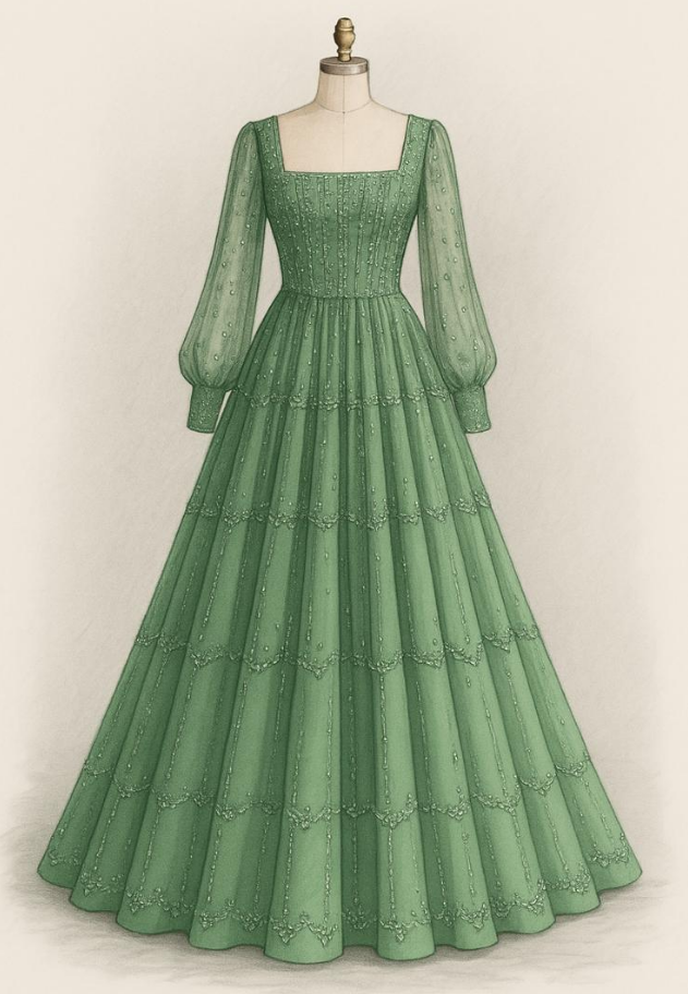 Luxury Beaded Dubai Green Evening Dresses with Spaghetti Straps SS225