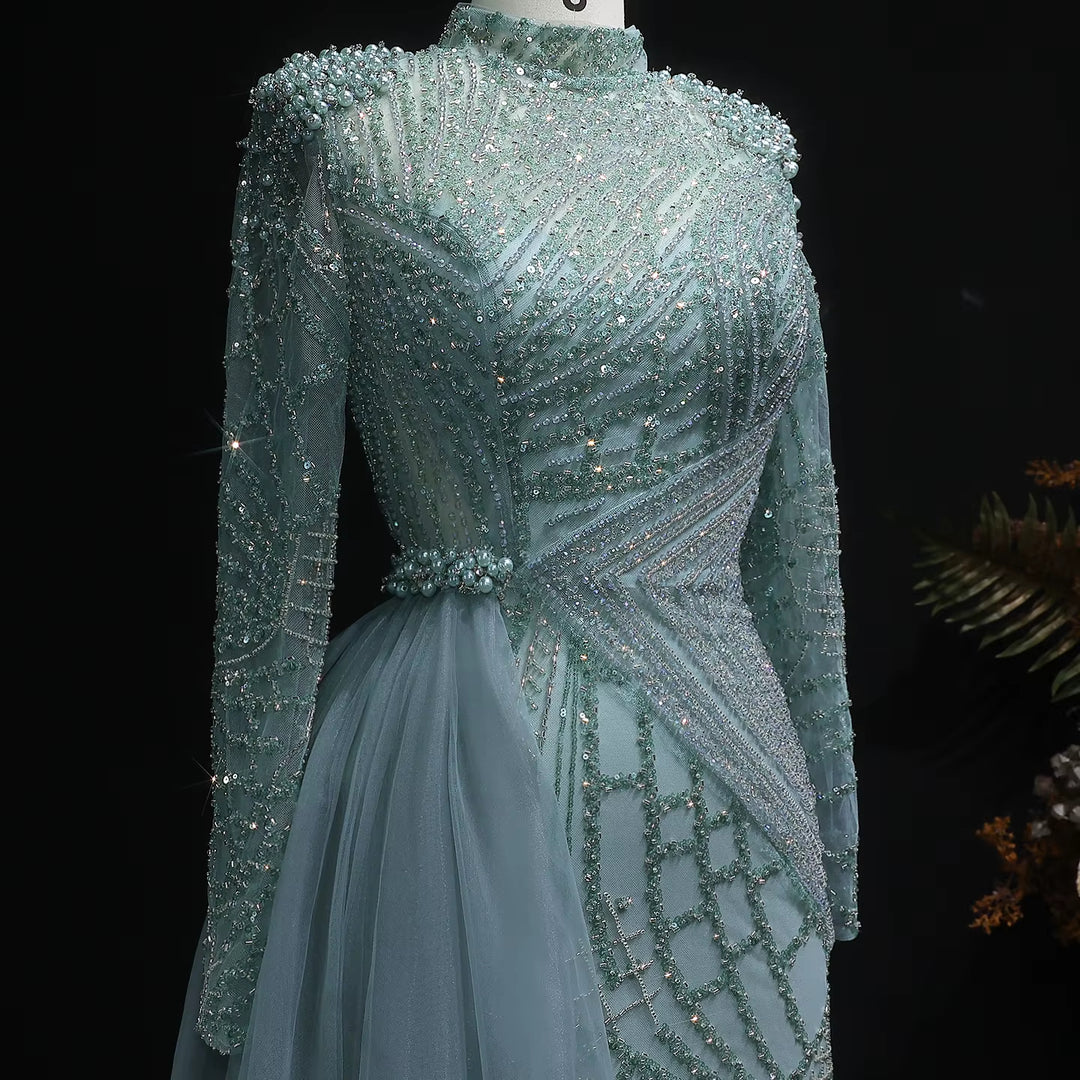 Luxury Beaded Evening Dress with Flowing Overskirt SS064-DreamyVow