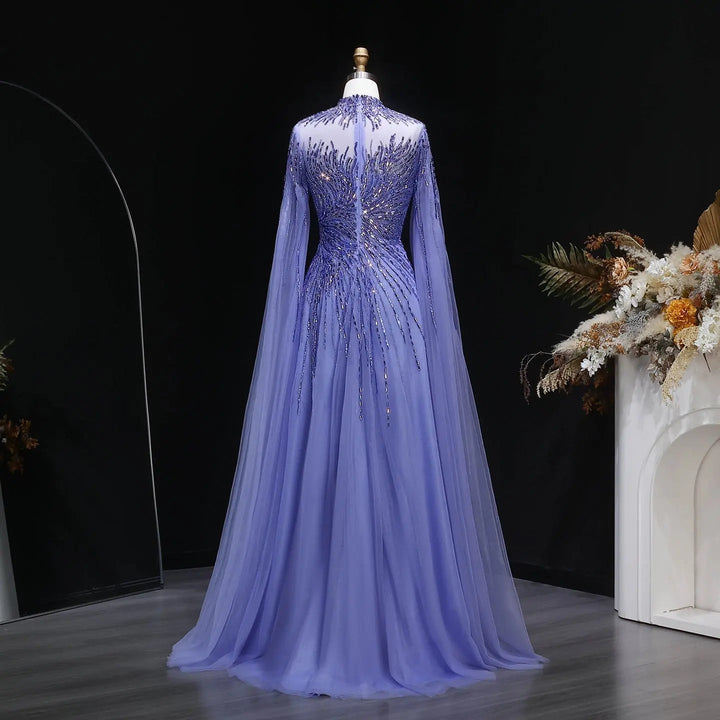 Luxury Beaded High Neck Evening Dress with Cape Sleeves SS134-DreamyVow