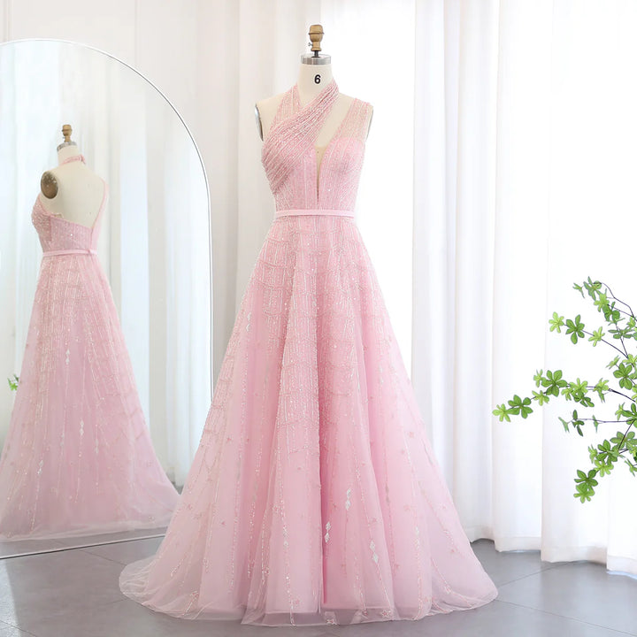 Luxury Beaded Lilac Evening Dresses for Women Wedding Party SS329