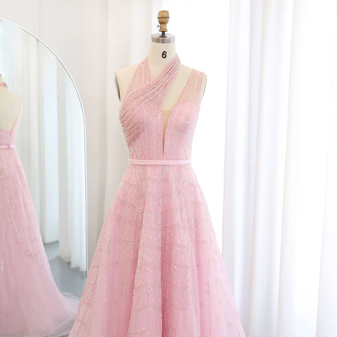 Luxury Beaded Lilac Evening Dresses for Women Wedding Party SS329