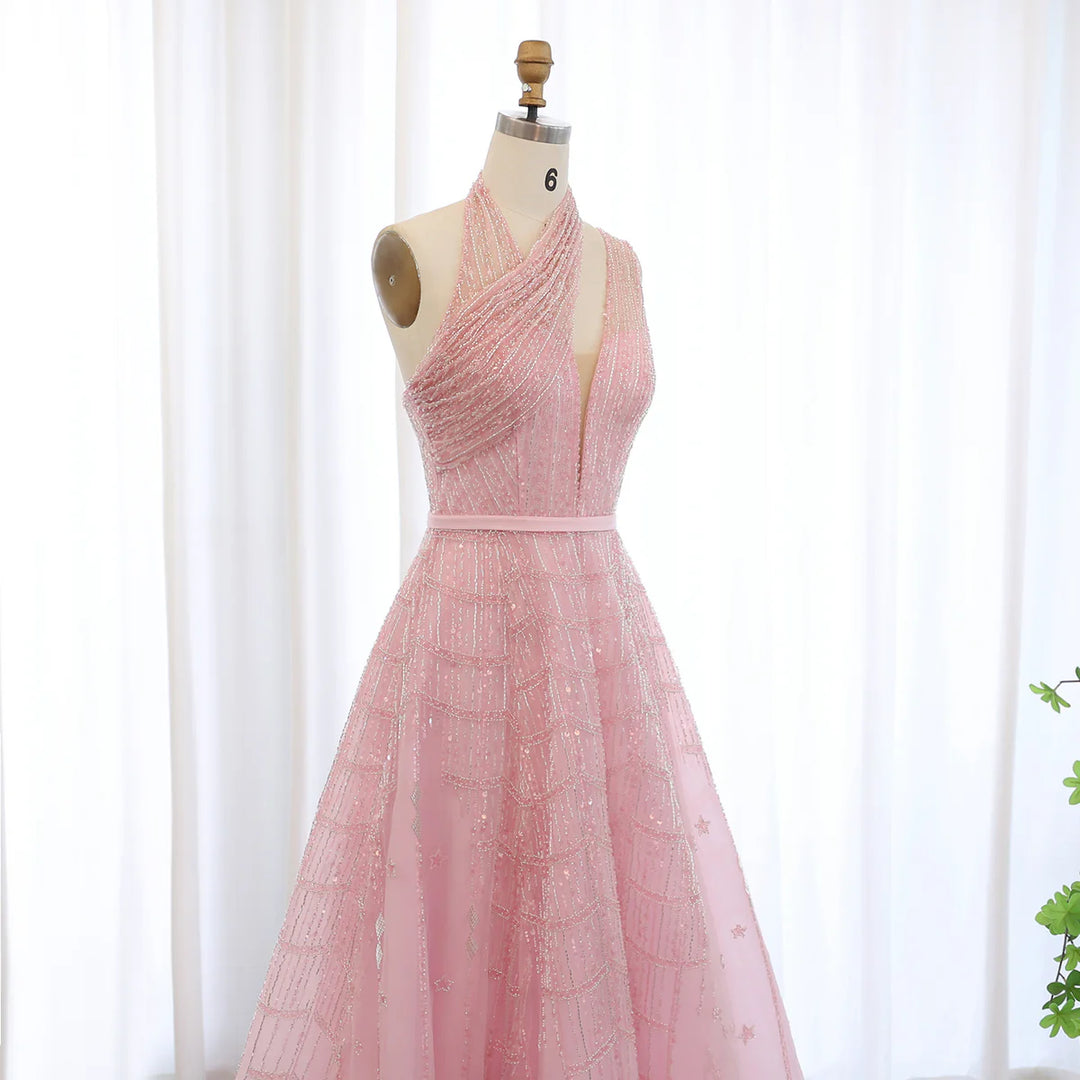 strapless open back dress Luxury Beaded Lilac Evening Dresses for Women Wedding Party SS329, Lilac / 4