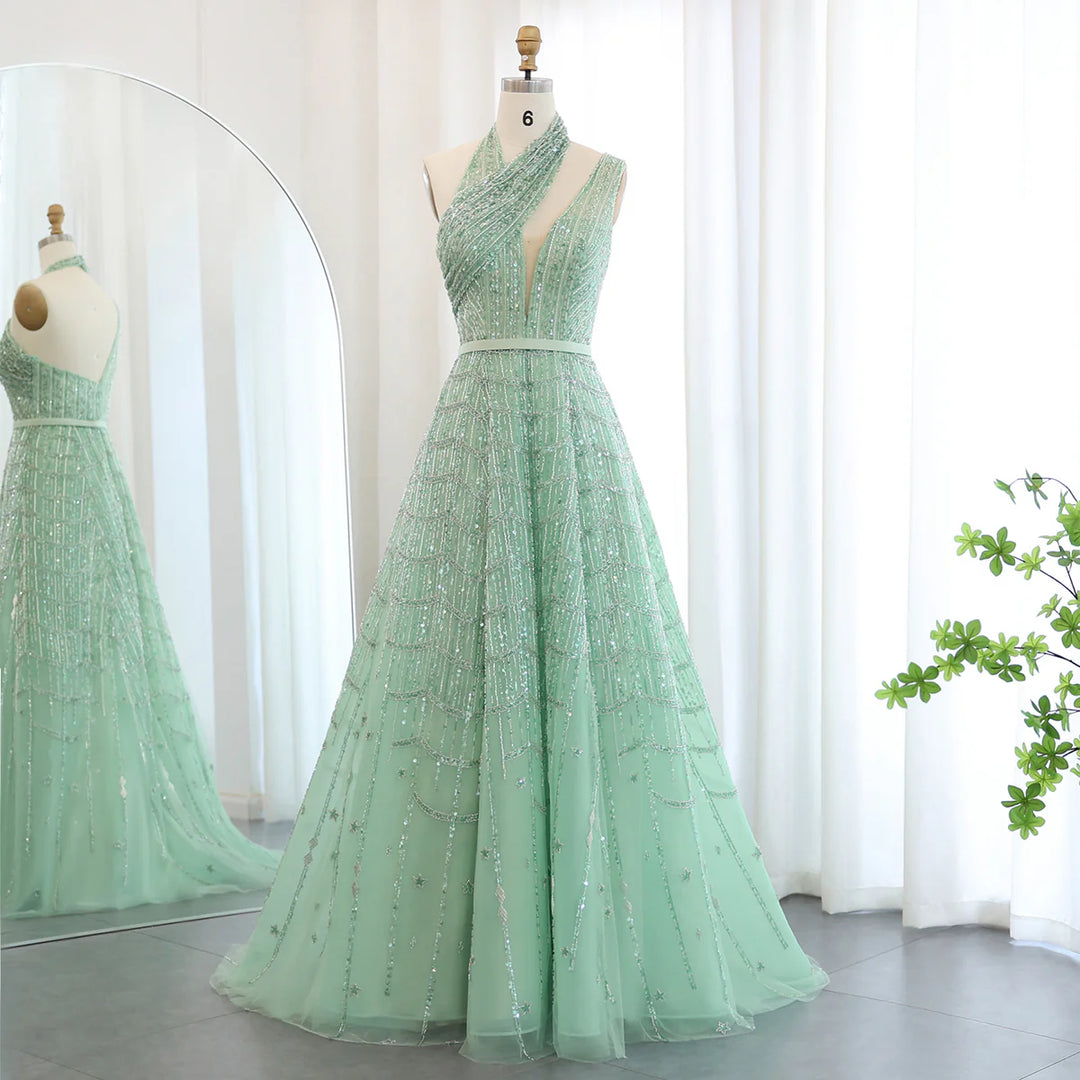 Luxury Beaded Lilac Evening Dresses for Women Wedding Party SS329
