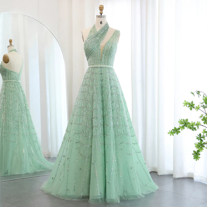 Luxury Beaded Lilac Evening Dresses for Women Wedding Party SS329