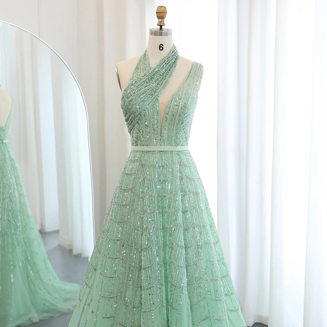 Luxury Beaded Lilac Evening Dresses for Women Wedding Party SS329