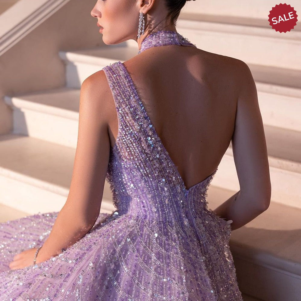 Luxury Beaded Lilac Evening Dresses for Women Wedding Party SS329