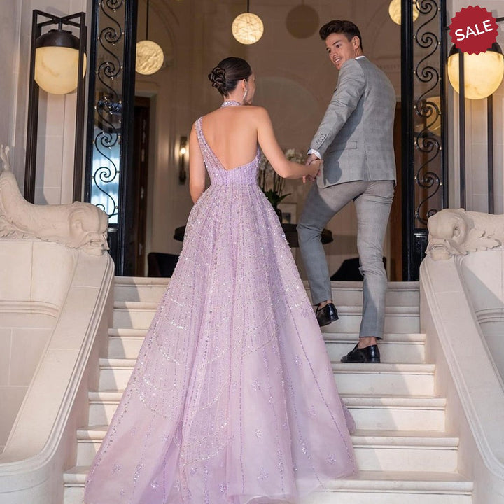 Luxury Beaded Lilac Evening Dresses for Women Wedding Party SS329