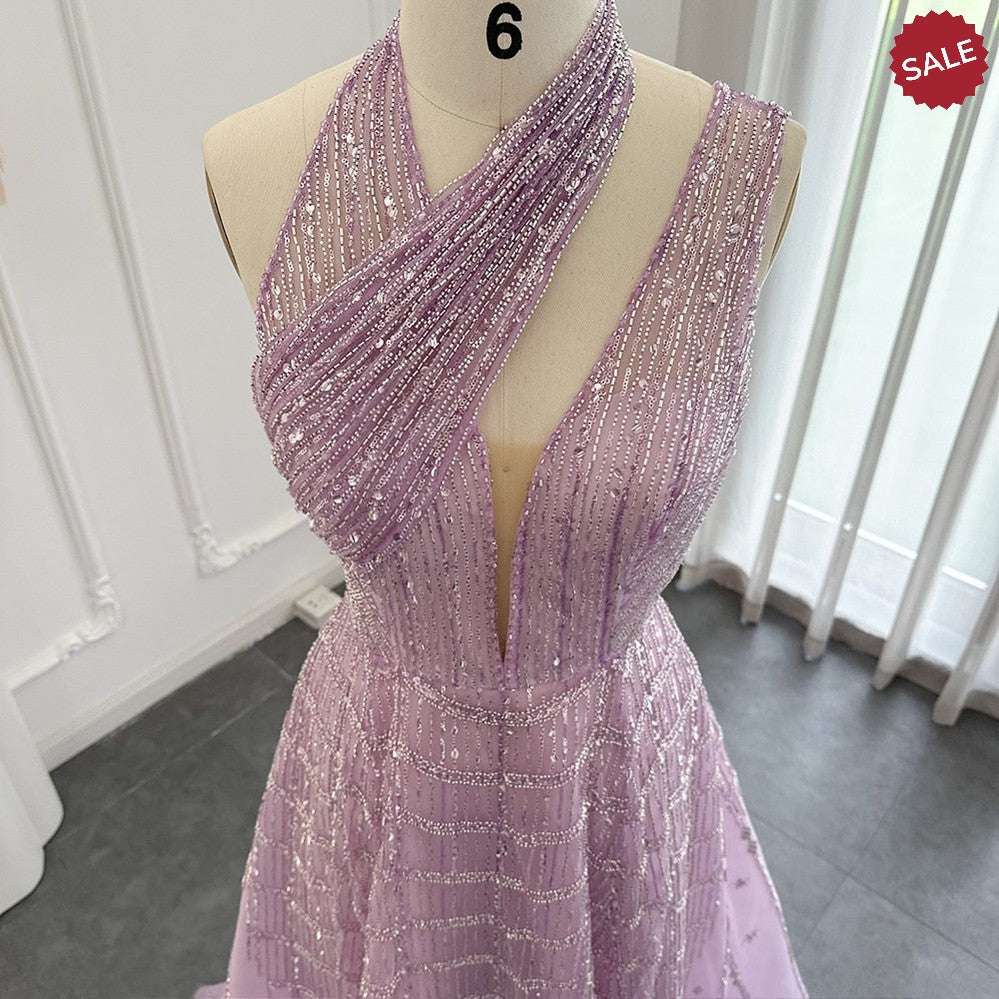 Luxury Beaded Lilac Evening Dresses for Women Wedding Party SS329