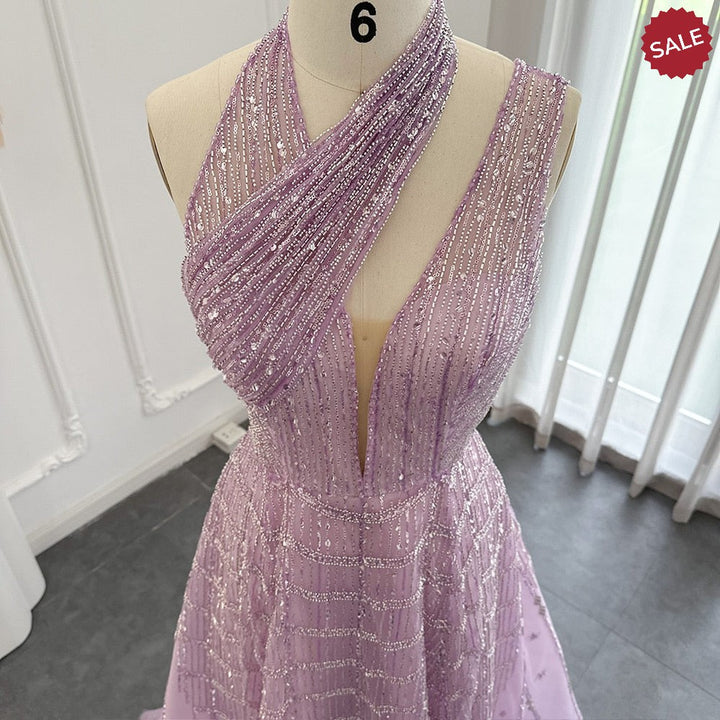 Luxury Beaded Lilac Evening Dresses for Women Wedding Party SS329