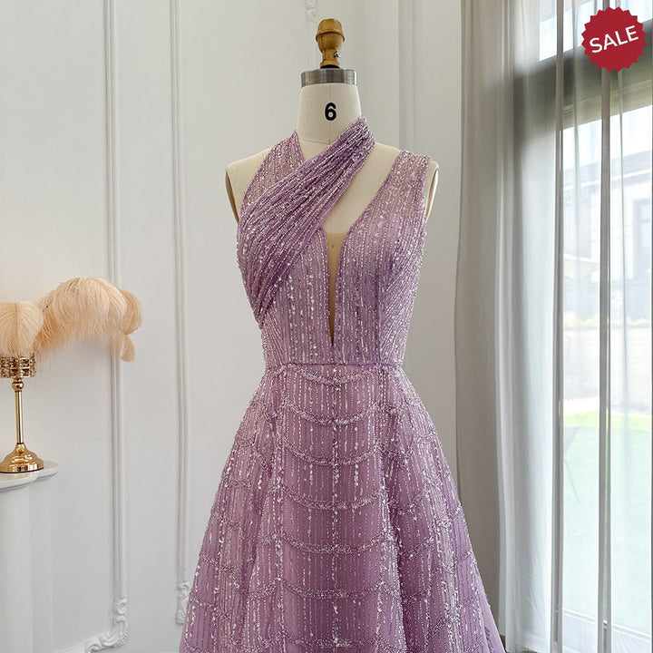 Luxury Beaded Lilac Evening Dresses for Women Wedding Party SS329