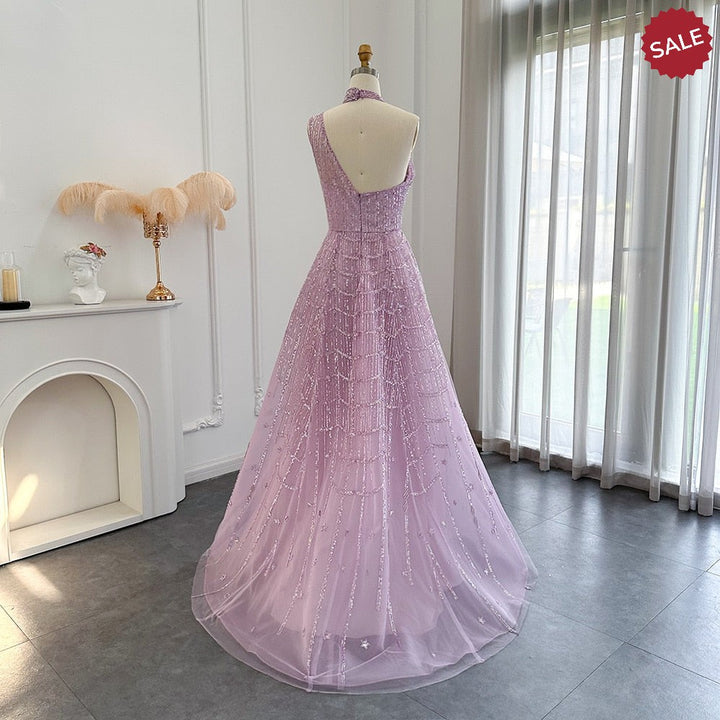 Luxury Beaded Lilac Evening Dresses for Women Wedding Party SS329