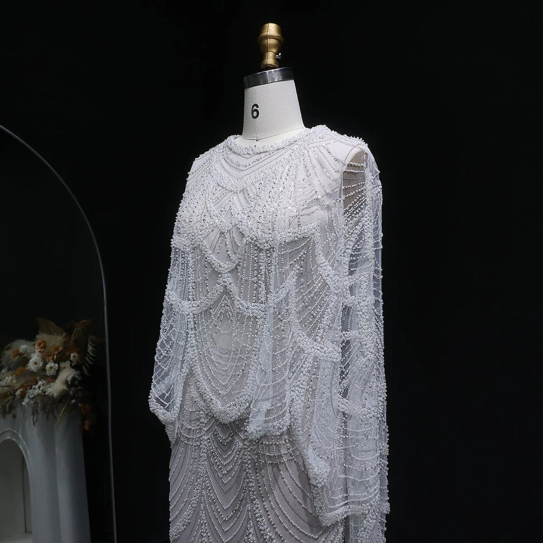 Luxury Beaded Nude Two Pieces Evening Dress SS646-DreamyVow