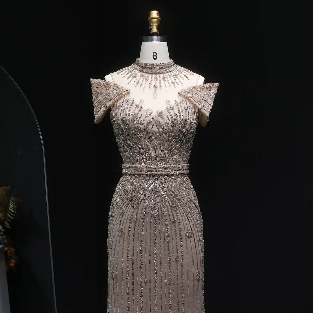 Luxury Beaded Off-Shoulder Formal Dress SS109-DreamyVow