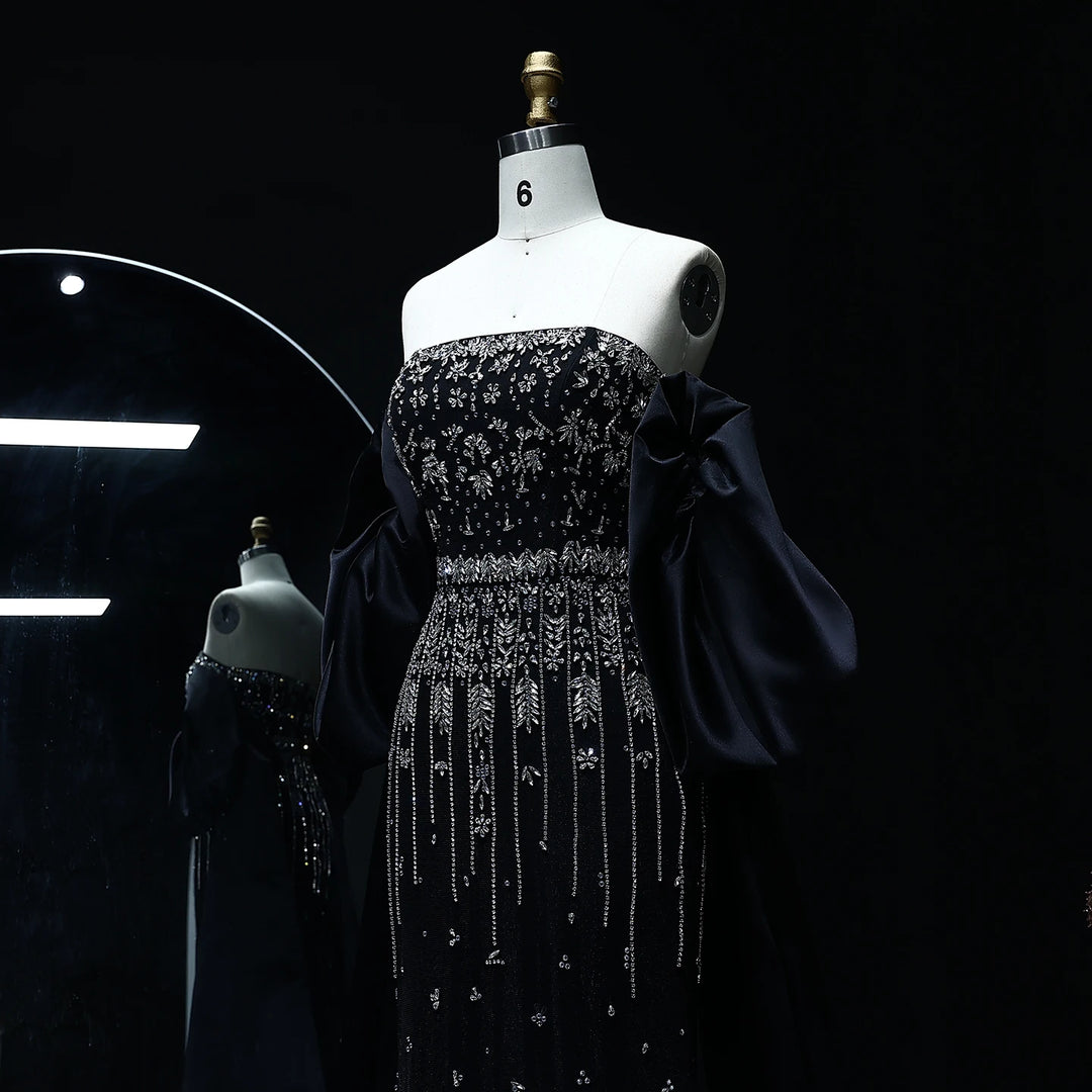 black dress tassels Kora Asymmetric Tassel Dress