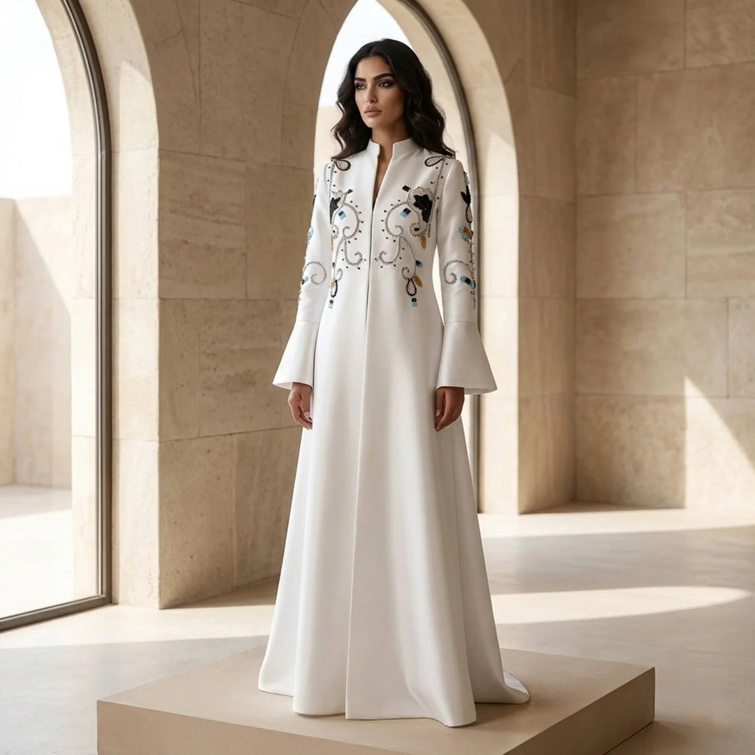 mandarin collar evening dress Astro Mandarin Collar Mesh Mini Dress White L main image 0