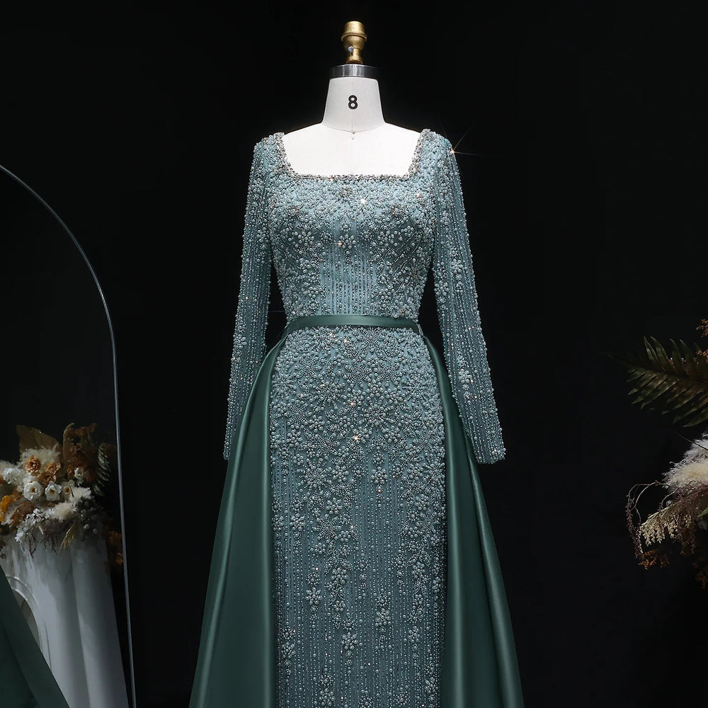 Luxury Champagne Beaded with Overskirt Evening Dress SS119-DreamyVow