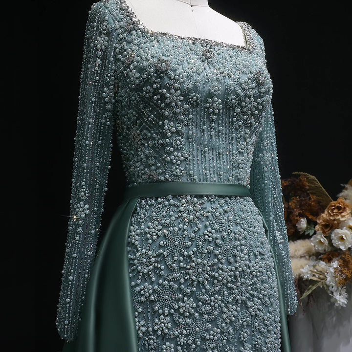 Luxury Champagne Beaded with Overskirt Evening Dress SS119-DreamyVow
