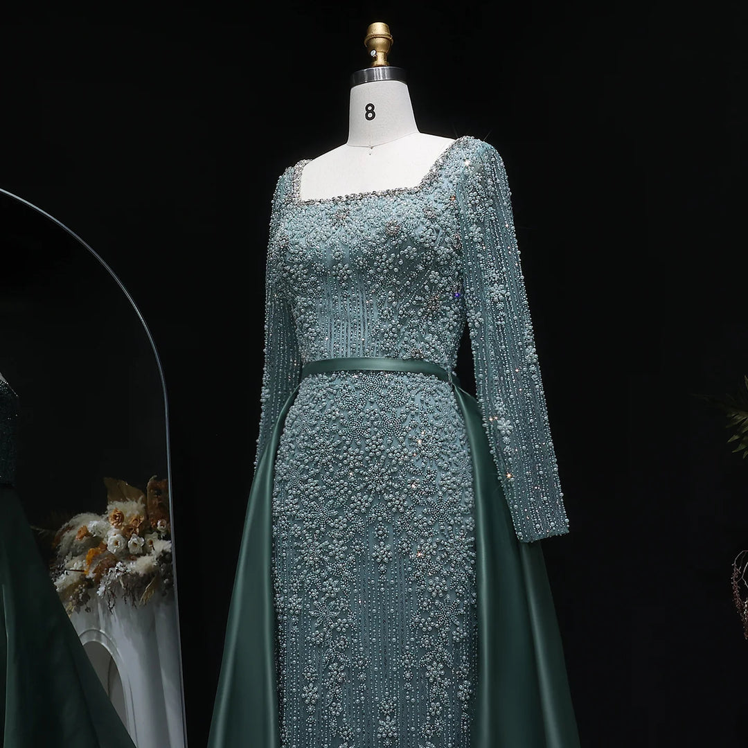 Luxury Champagne Beaded with Overskirt Evening Dress SS119-DreamyVow