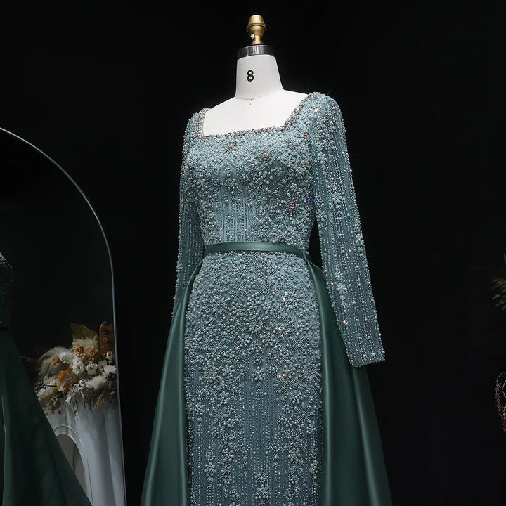 Luxury Champagne Beaded with Overskirt Evening Dress SS119-DreamyVow