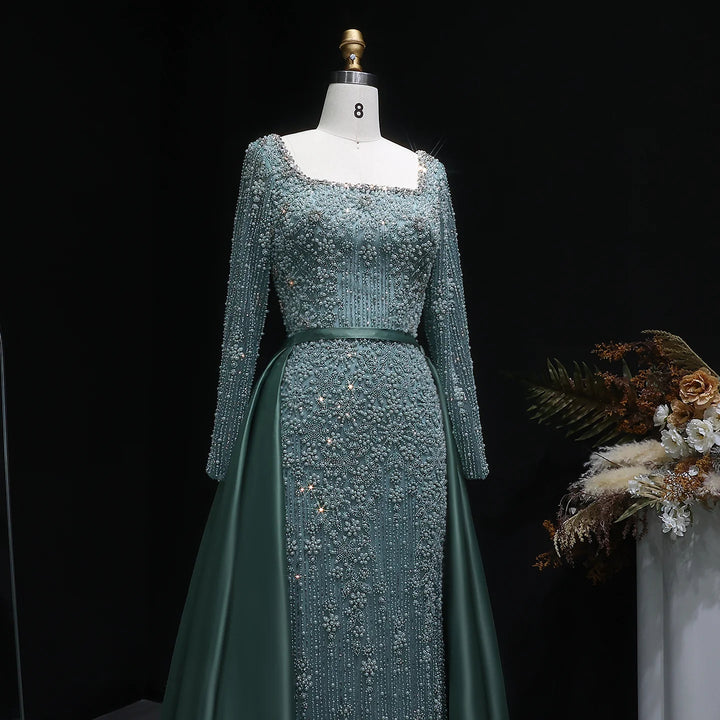 Luxury Champagne Beaded with Overskirt Evening Dress SS119-DreamyVow